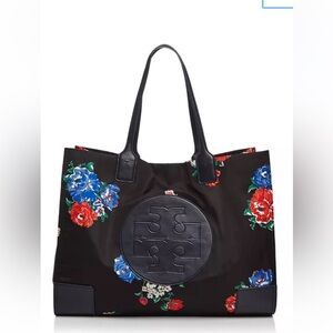 Tory Burch Ella nylon tote- navy blue floral